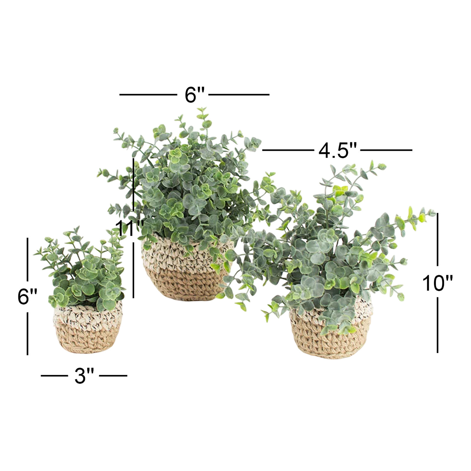 11'' Faux Eucalyptus Plant in Wicker/Rattan Pot