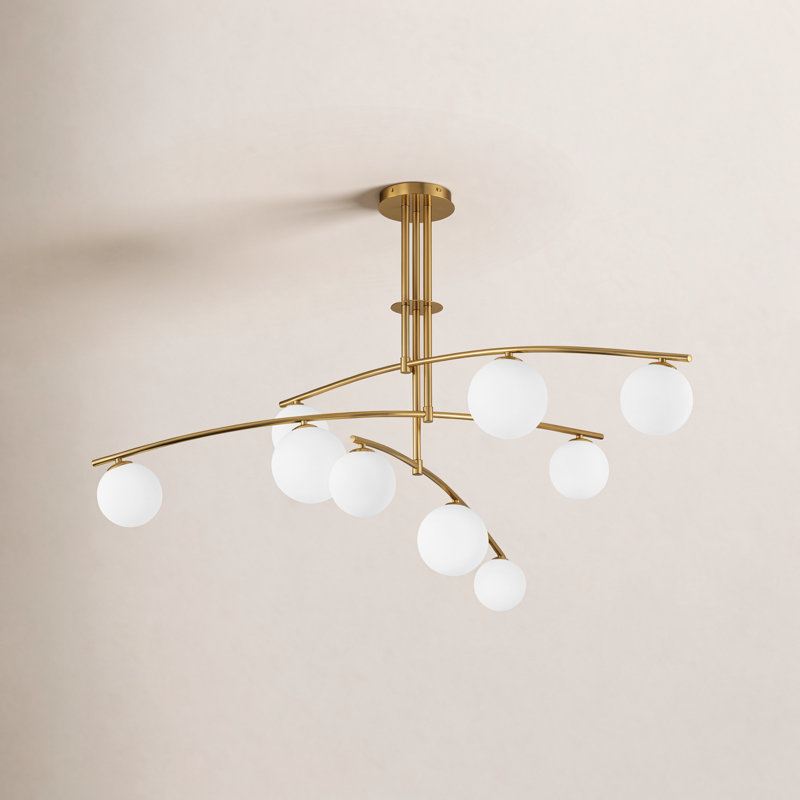 Plafonnier semi-encastré en verre Fairfax, Doré, 9
