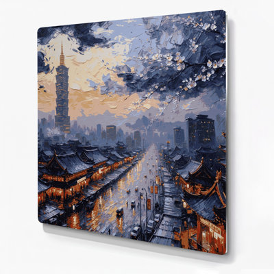 Cities Taipei Taiwan Purple Metal Wall Art