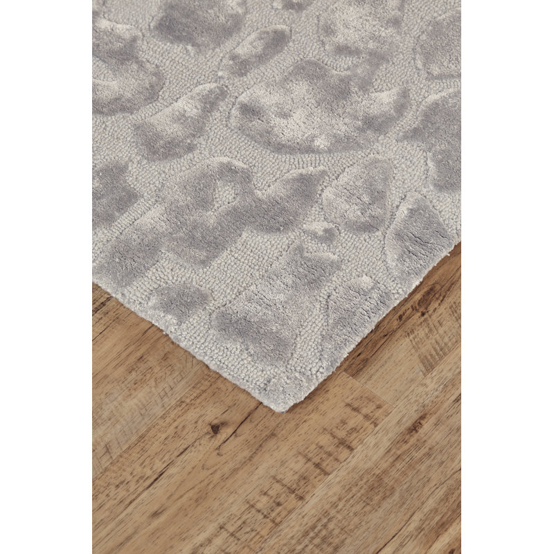 Nolda Luxury & Glam Abstract Grey/Silver Area Rug, Rectangle de 5 pi x 8 pi