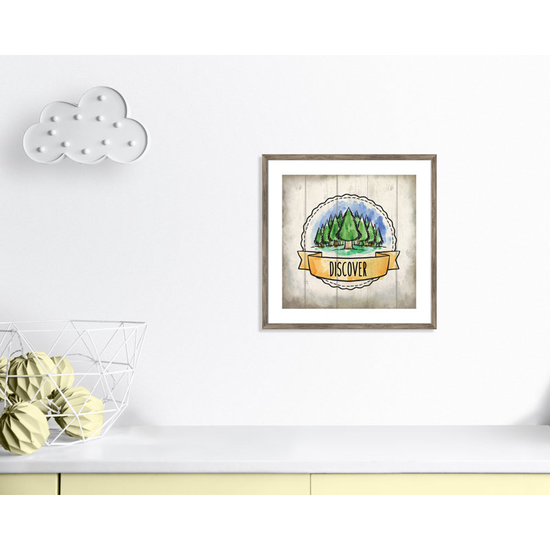 «Adventure is out There», art encadré 3, 22.5" H x 22.5" W x 1.18" D, Encadré de boîte de grange gris