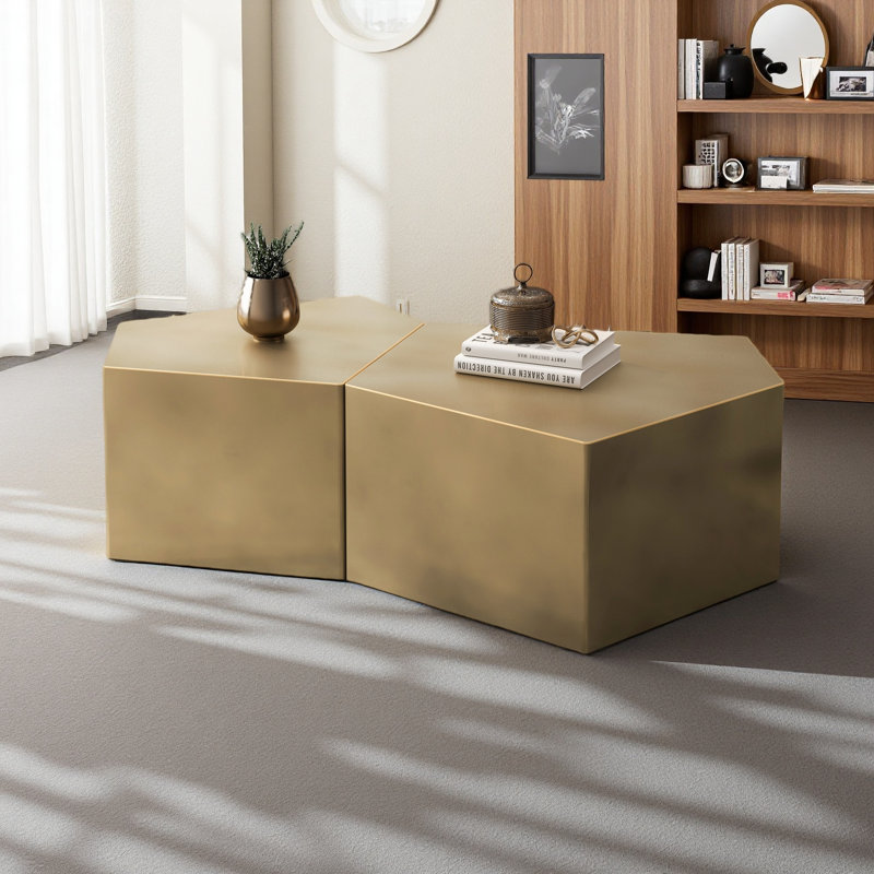 Pentagon Nesting Coffee Table Set, Geometric Coffee Table Set, Side Table Set, Cocktail Table Set, Centre Table Set For Living Room, Bedroom