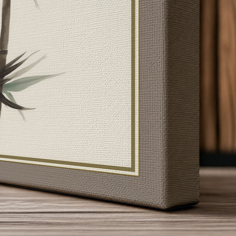 Bamboo Study Japandi - Wrapped Canvas, 24x16 - 61.0 x 40.6 cm, Taupe Border