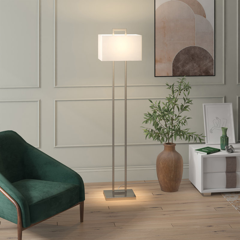 Lampe sur pied H 68 po Ronny, Nickel brossé
