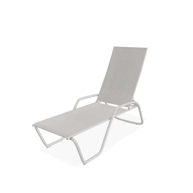 Outdoor Rust-Resistant Metal Chaise Lounge, Textured Snow, Amalfi