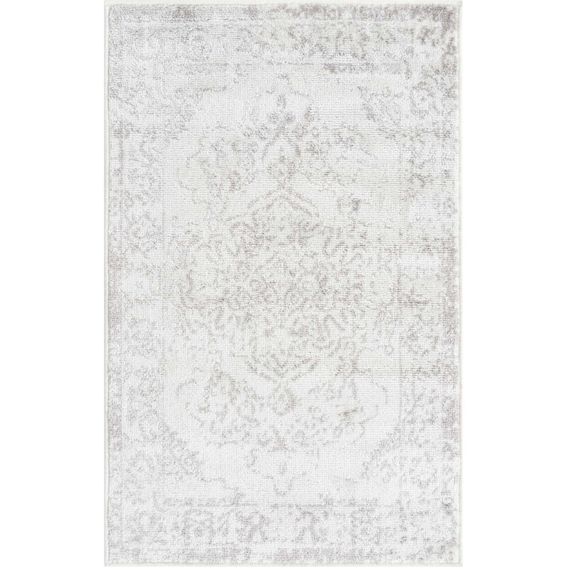 Avalynne Oriental Ivory/Gray Area Rug, Rectangle 7'10" x 10'