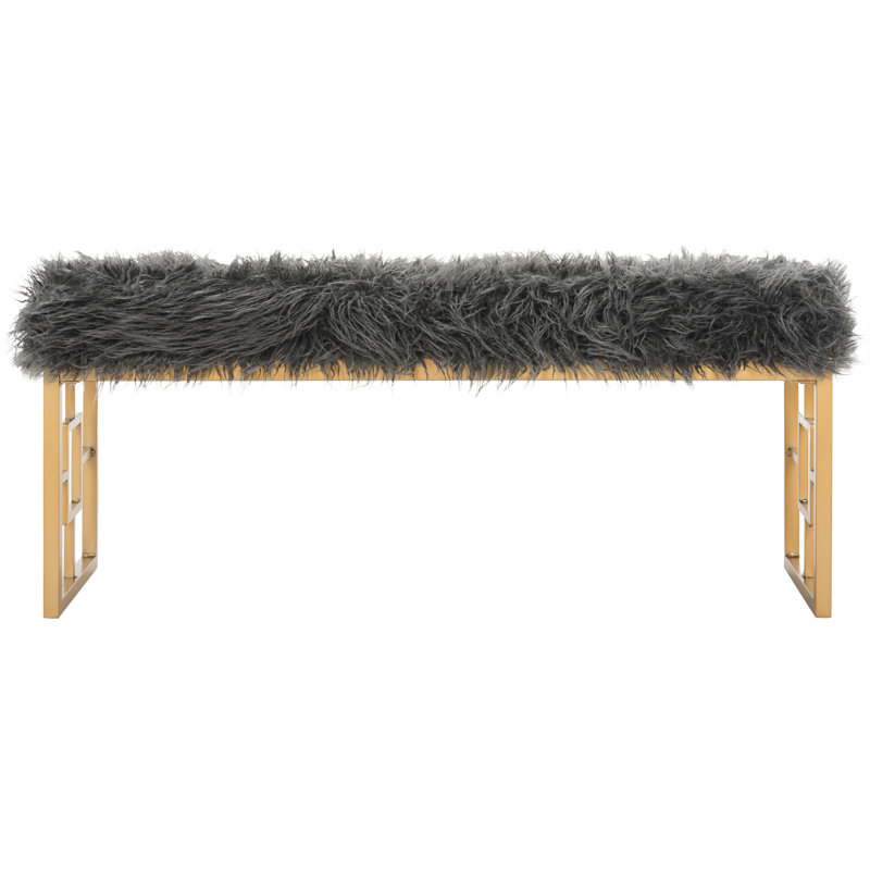 Andre Faux Sheepskin Bench, Grey