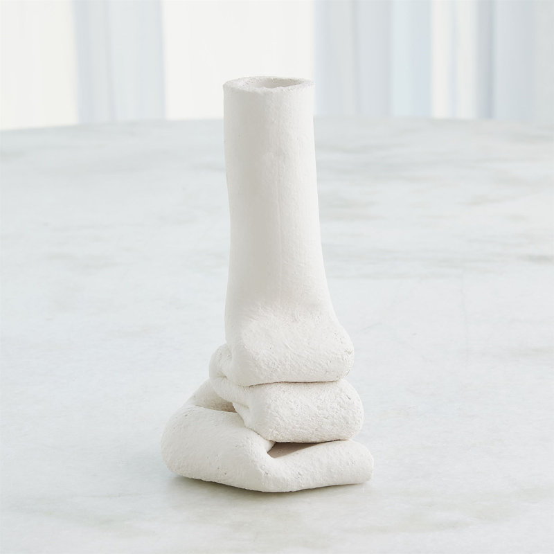 Squoze Handmade Ceramic Table Vase, 9" H x 5" W x 4.5" D, White