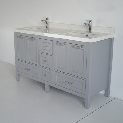 Selena 60" Double Bathroom Vanity with Ceramic Top