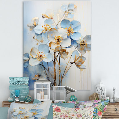 «White and Blue Minimalisme Violets I», reproduction sur toile