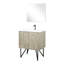 30 po De salle de bain rustique avec comptoir en quartz blanc, robinet en métal et miroir incandescent de 28 po