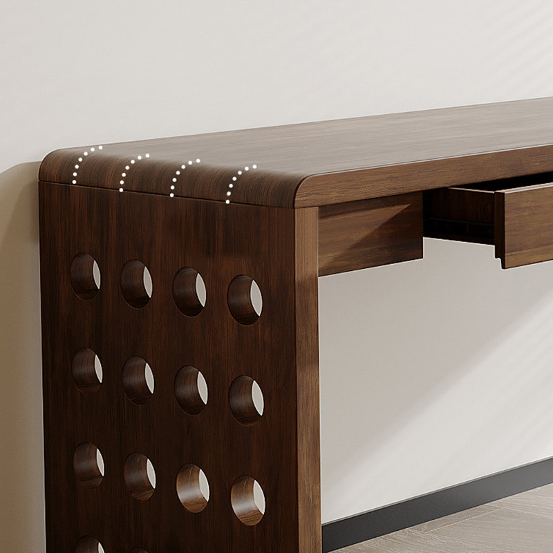 Bureau en bois massif en forme de L brun noyer avec 3 tiroirs, H 29,53 po x l 62,99 po x P 47,24 po, Retour à droite