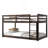 Solid Wooden , Solid Rubber Wooden Twin Over Twin Floor Bunk Bed With Ladder ,Upper And Bottom Bed Platforms Crafted With Strengthened Slats,Espresso