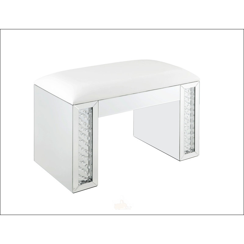 Tabouret de coiffeuse en simili-cuir ivoire Nysa