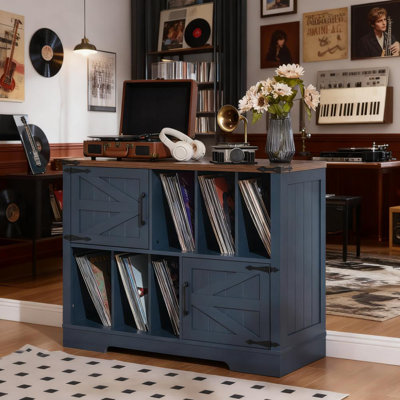 Grand support pour tourne-disque avec rangement pour 450 albums, armoire de ferme