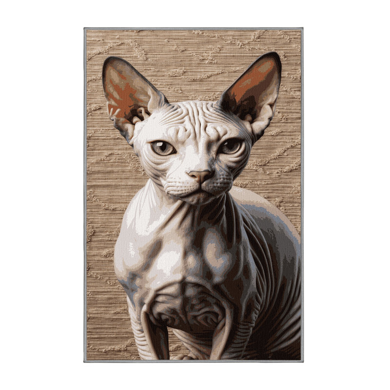 Washable Sphynx Cats Area Rug, Rectangle 4' x 6'