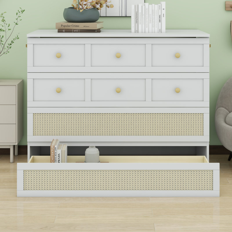 Murphy Bed with Large Drawers, Full, White