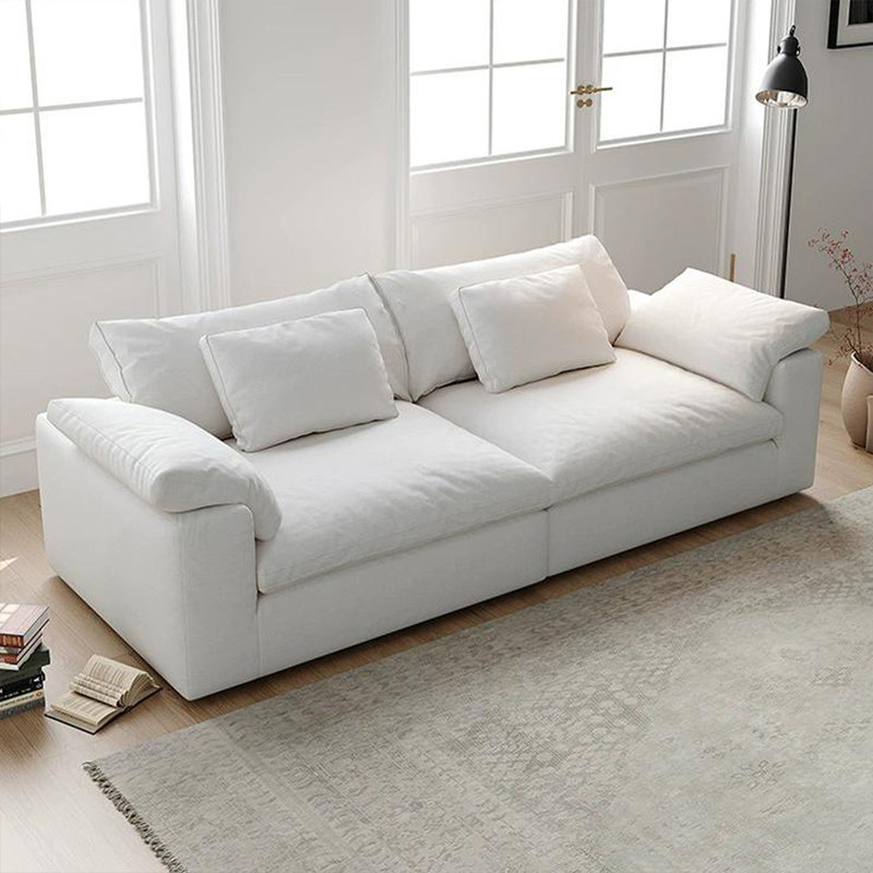 Canapé modulaire en coton et lin blanc, H 34,65 po x l 110,24 po x P 45,28 po, 4