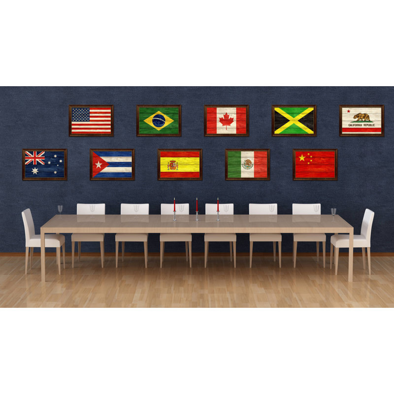 Impression sur toile encadrée « jamaica country flag », H 15 po x l 21 po x P 1 po, Encadrement brun