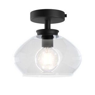 Plafonnier semi-encastré 1 lumière Kinsmon Plug & Play de style transitionnel et moderne - 9 pouces de hauteur et 10 pouces de largeur