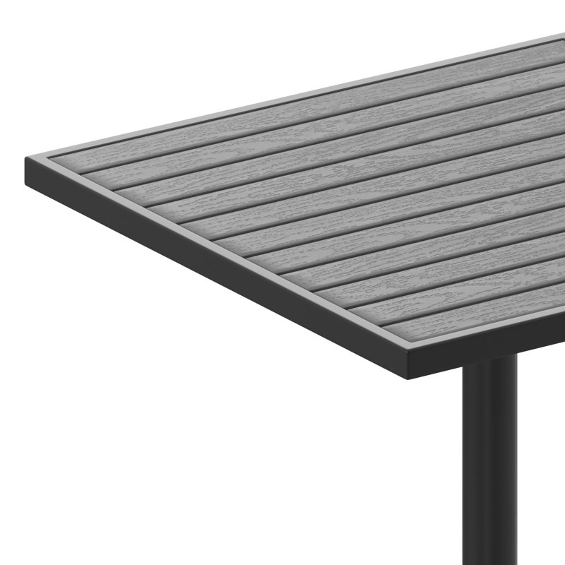 Saville Outdoor Faux Teak Dining or Patio Table with Poly Slats, Gray Wash Teak