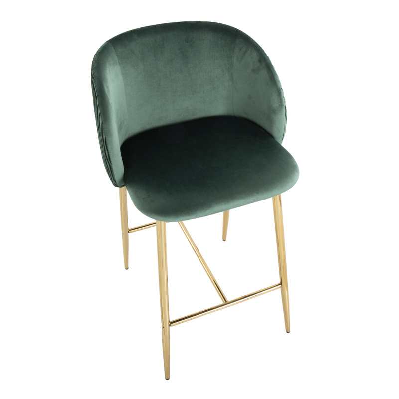 Trowbridge Upholstered Counter Stool with Metal Frame, Green, Gold