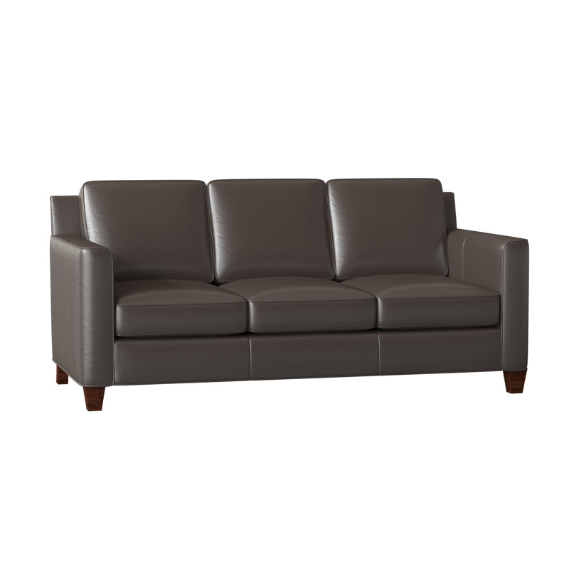 Yorba Leather Sofa, Anilina Hunter Genuine Leather, Mahogany