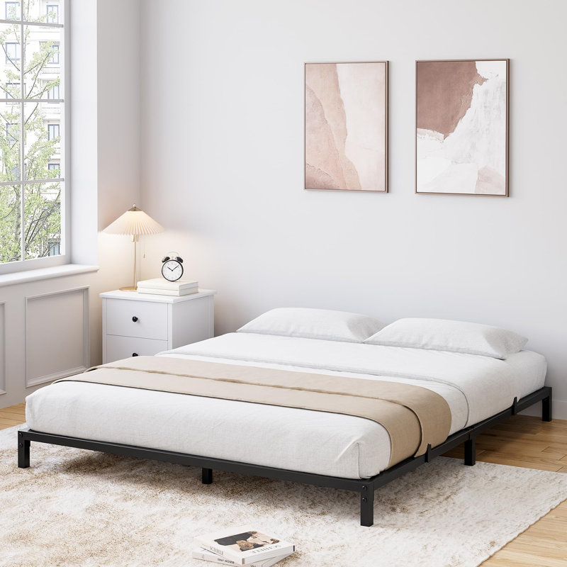 Heavy Duty Metal Platform Bed Frame, Noise Free Bed Frame with Under-Bed Storage and Steel Slats Support, No Box Spring Required