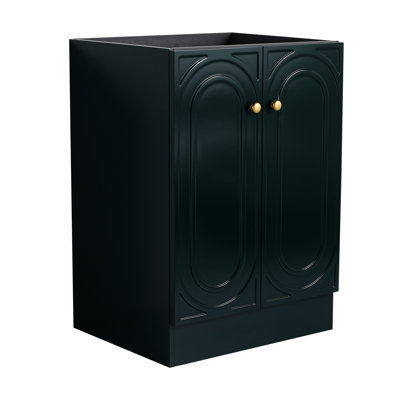 Étagère de salle de bain autoportante de 24 po avec lavabo en résine et portes réglables avec buffet contemporain