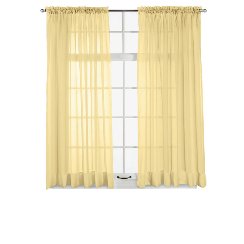 Gold Sheer Voile Rod Pocket Curtain Panel 60" x 63"