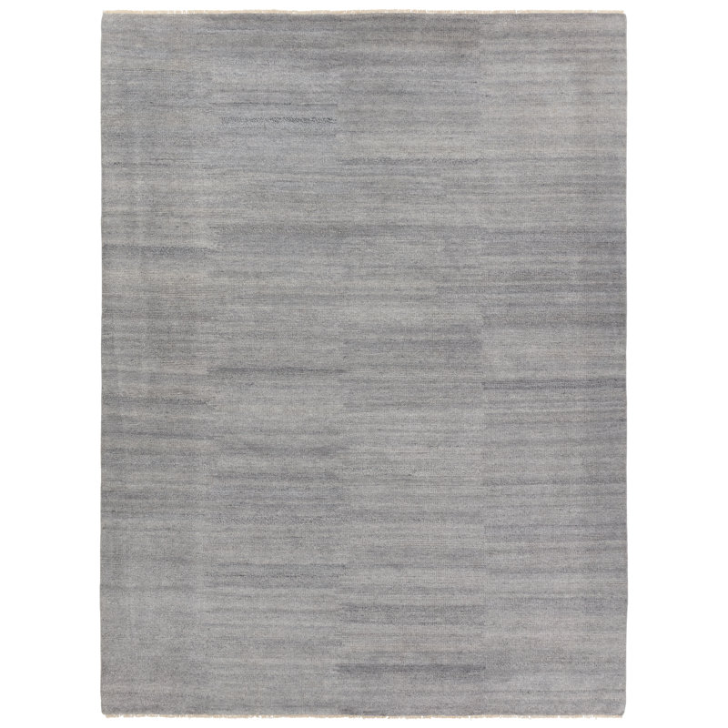 Hand-Knotted Gray Wool 6' x 9' Rectangular Rug