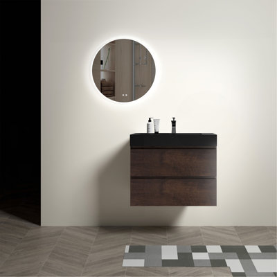 Meuble-lavabo mural en noyer de 30 po avec lavabo Alice