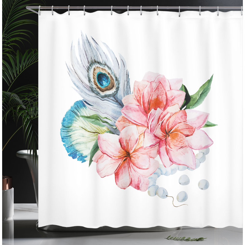 Shower Curtain with Hooks Included, 70"H x 69"W