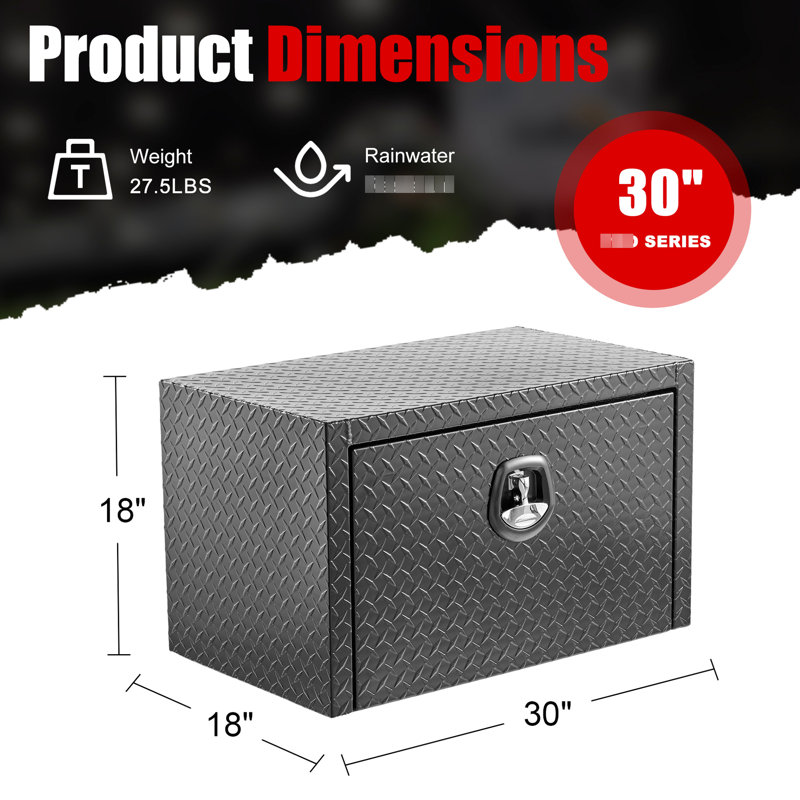 30 po, aluminium, coffre à outils, étanche, remorque peu encombrante, vue arrière, cachetage intégré, profil bas, conception épurée
