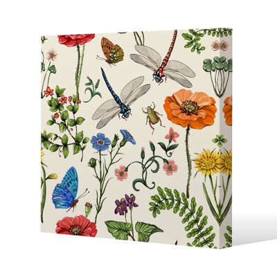 Flowers & Insects Slim Style Canvas Print , 15mm Slim Real wood.