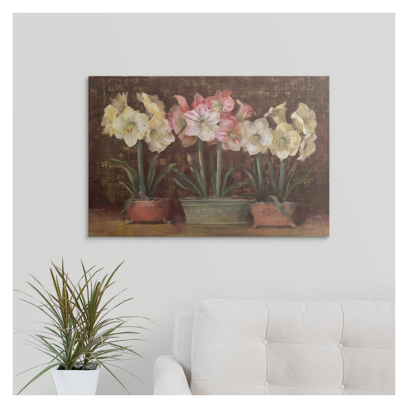 «Amaryllis on Brown» - reproduction, H 20 po x l 26 po x P 1 po, Cadre noir