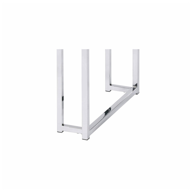 Mobilya 19" W x 19" D x 24" H Natural Oak Wood and Chrome Sled Base Square End Table