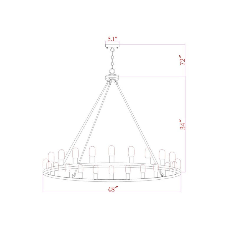 Atonvale 24 - Light Wagon Wheel Chandelier, Chrome