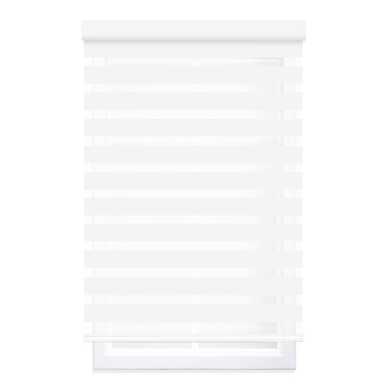 Cordless Zebra Roller Shade with  Room Darkening and Semi-Sheer Dual View, 36"W x 72"L, White