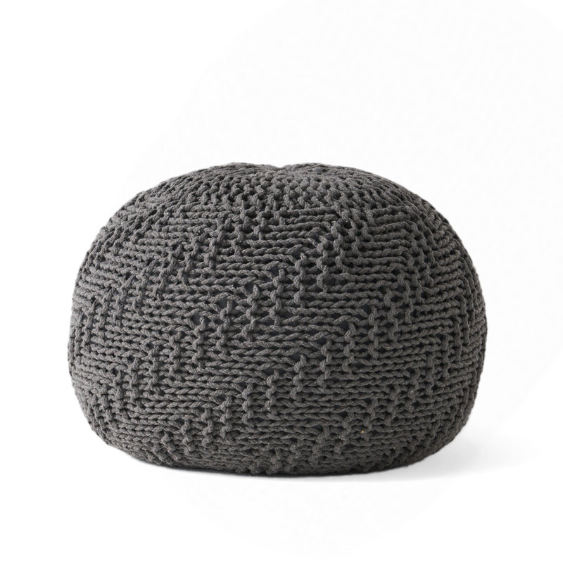 Pouf rond en fil de coton tricoté 20 X 20, Gris foncé