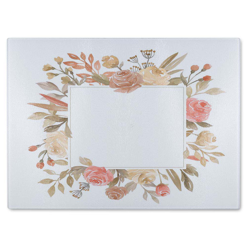 Flower Border Glass Chopping Board