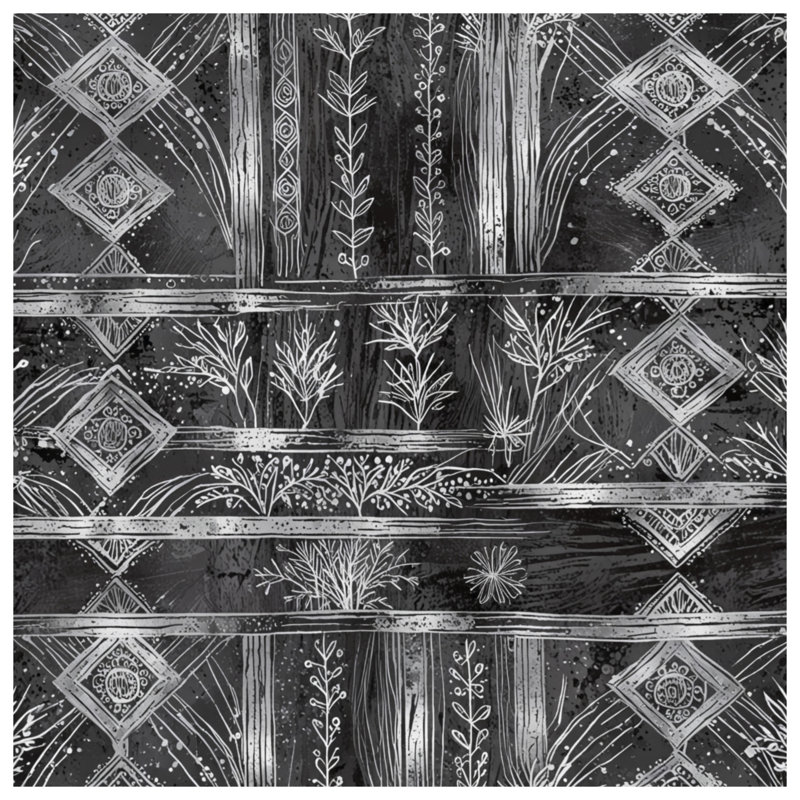 Édredon noir et blanc à motif botanique, Twin Extra Long