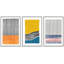Abstrait, blocs de couleurs vives, orange, jaune, bleu et rose, blocs et lignes encadrés sur toile, impression de 3 pièces-91259784-91259786