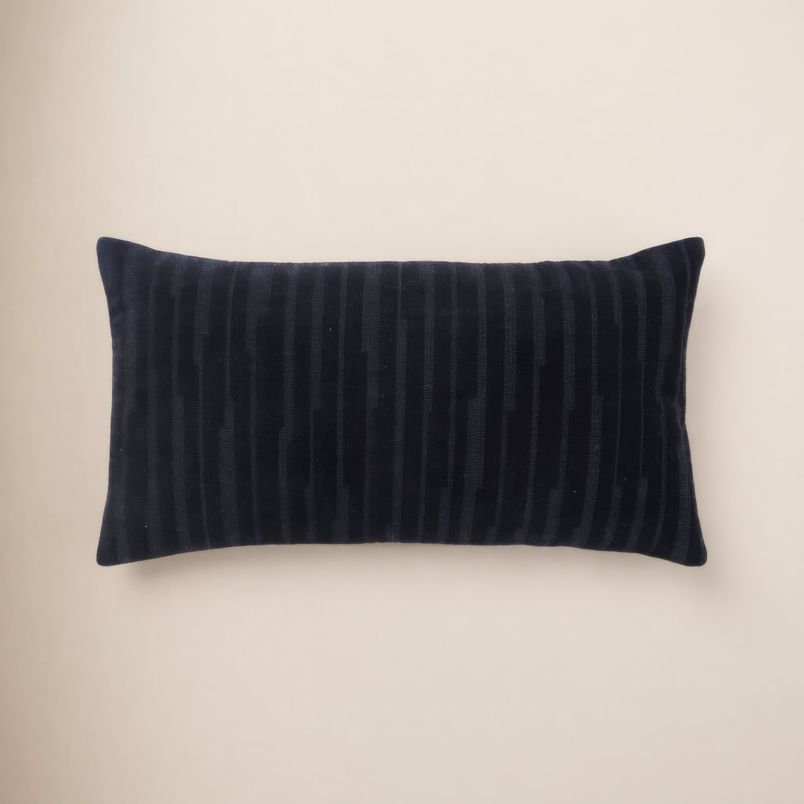 Zorina Embroidered Cotton Lumbar Throw Pillow, Black