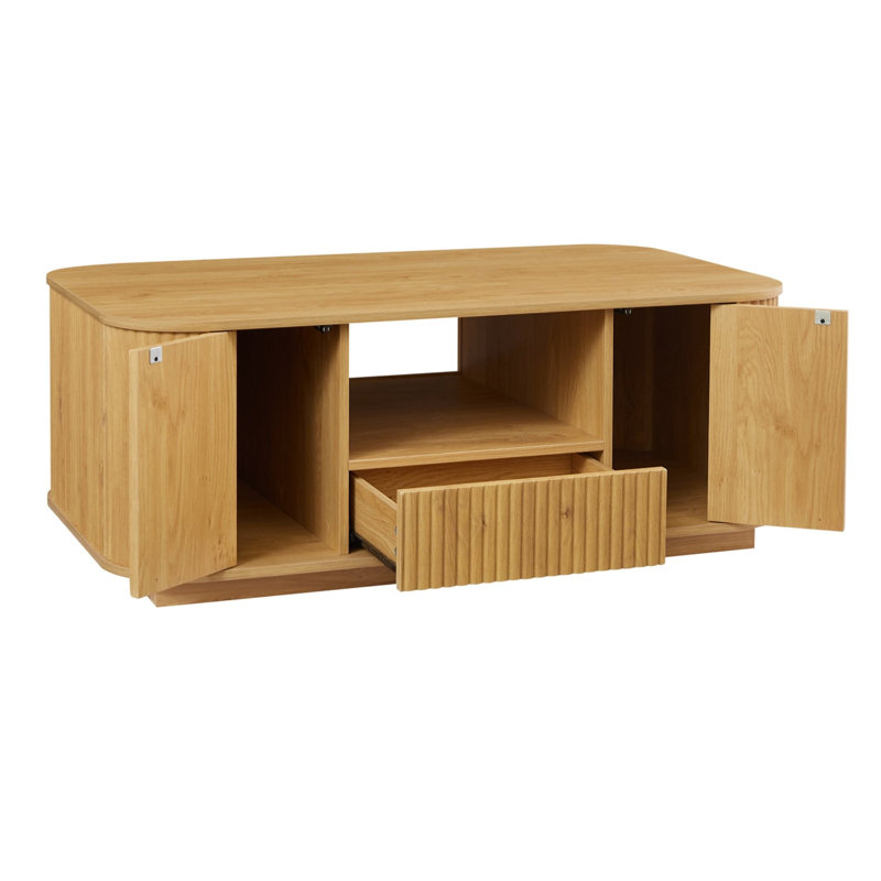 Table basse ovale en bois naturel avec rangement 47 po