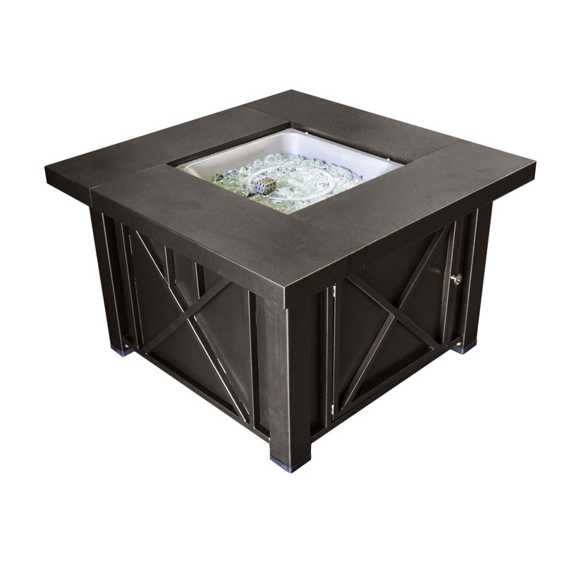 Spirit Square Steel Propane Smokeless Fire Pit Table with Hidden Fuel Tank