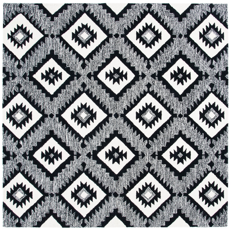 Deyoung Hand Tufted Wool Southwestern Rug, Square 7'