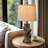 23"Resin Table Lamps For Living Room Set Of 2 Country Cottage Farmhouse Lamp For Bedroom Tree Trunk Wood Grain With Oatmeal Fabric Round Shade Vintage Rustic Traditional Nightstand Bedside Lamp