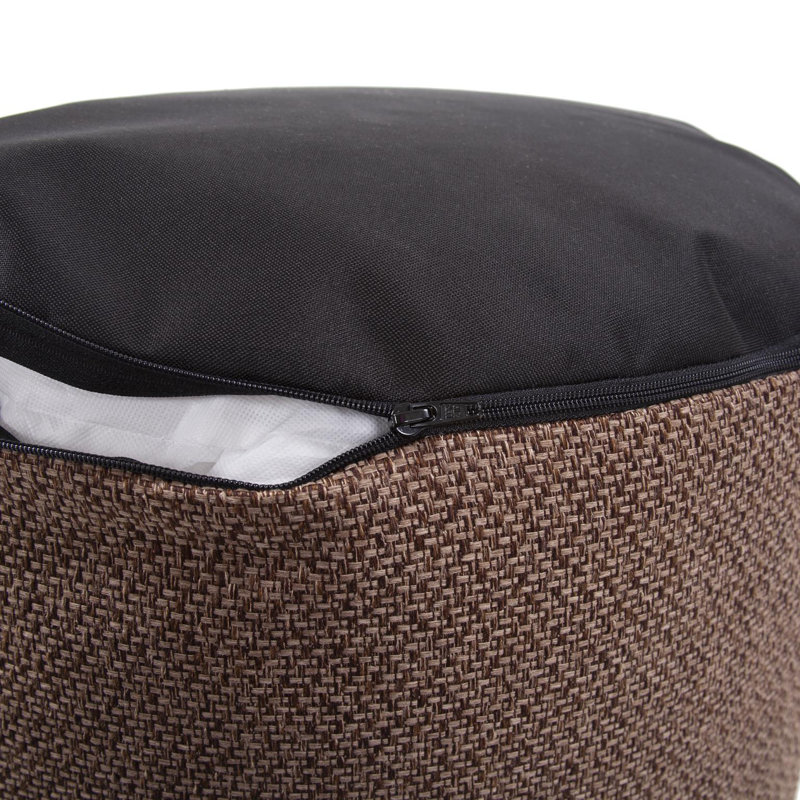 Pouf rond de 22 po de largeur, 100% polyester Panama chocolat