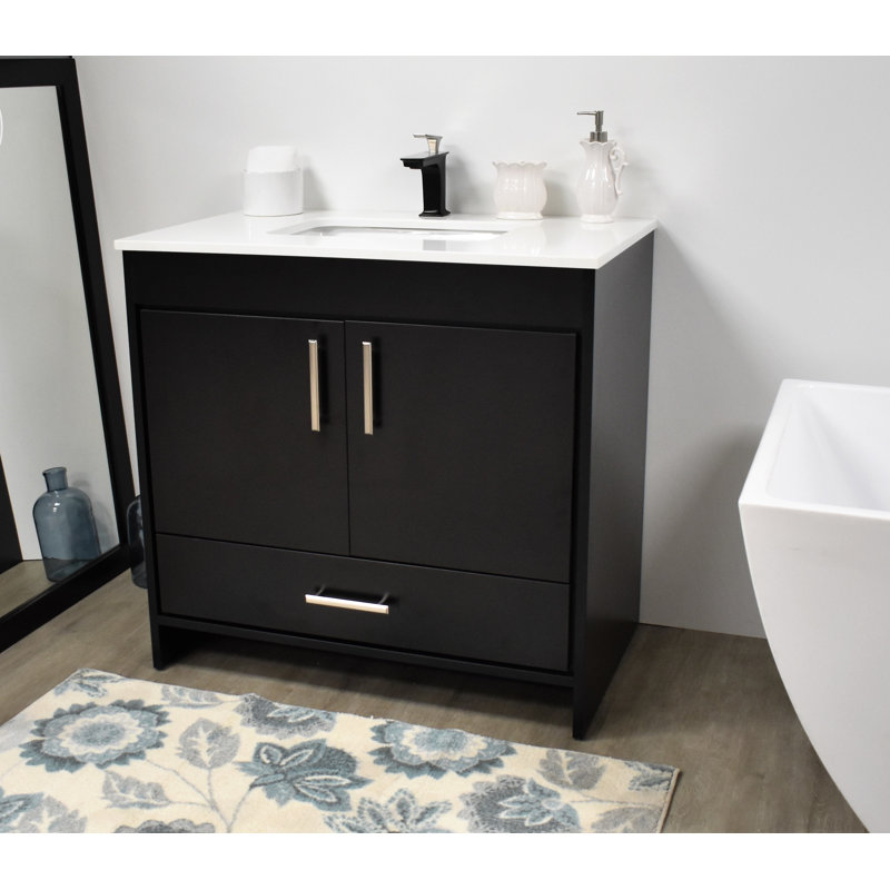 Ensemble de meuble-lavabo simple 36 po Annily, Noir